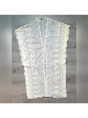 Go Jane Women's Sleeveless Embroidered Sheer Bohemian Boho Chic Cover-Up S/M